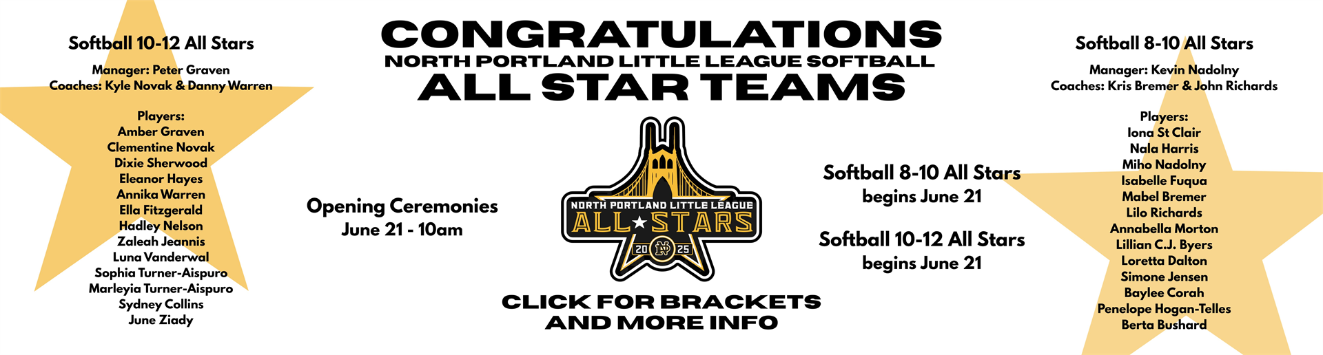Congratulations Softball All Stars!